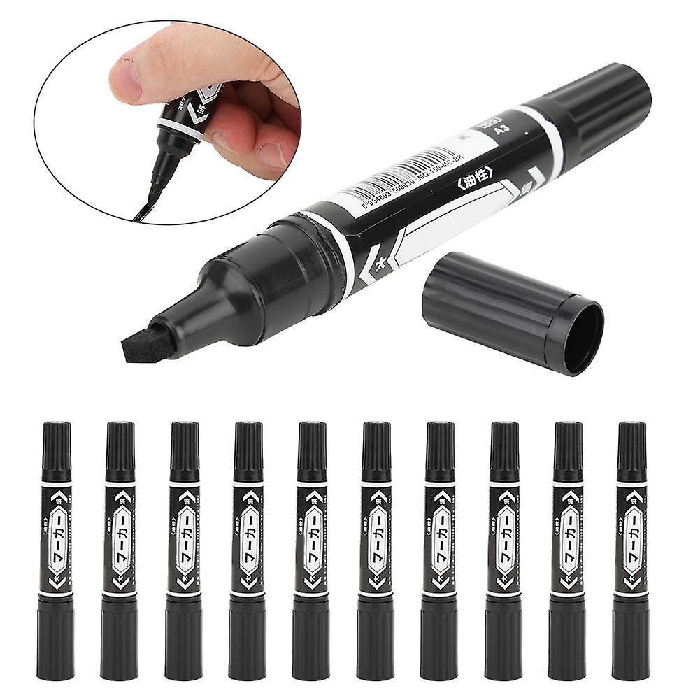 10PCs Oily Double-Headed Marker Pen Black Stationery Supplies for Logistics / Express