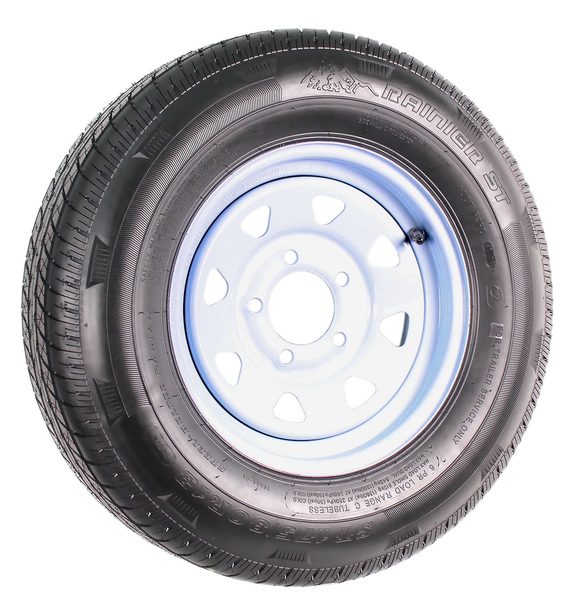 2-Pack Radial Trailer Tire On Rim ST175/80R13 13 in. LRC 5 Lug White Spoke Wheel