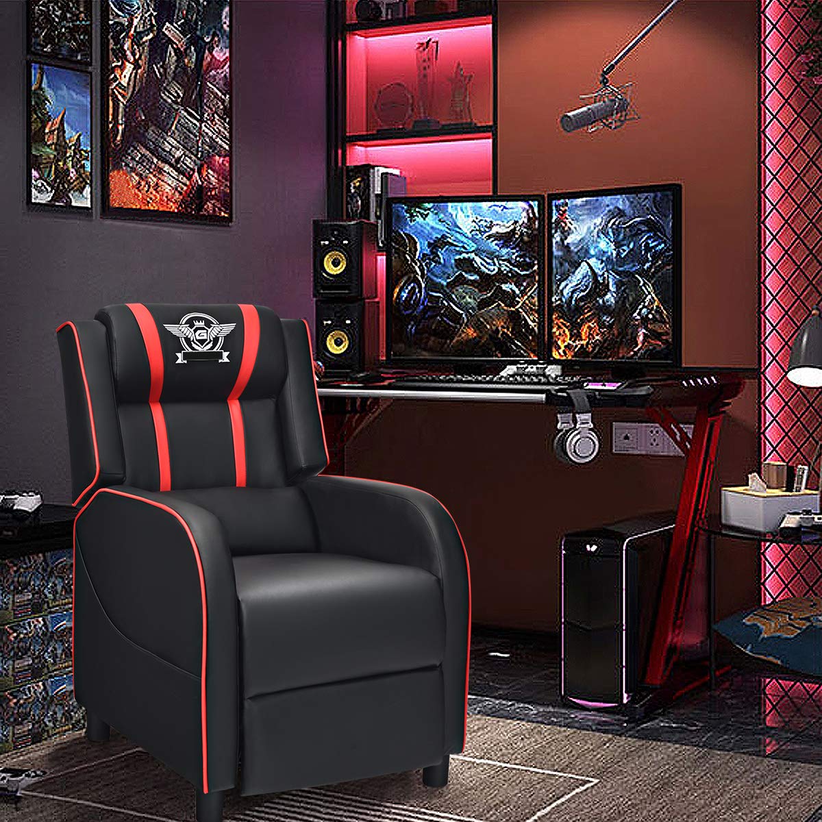 Giantex Gaming Recliner Chair, Racing Style Single Recliner Sofa w/ Cushion