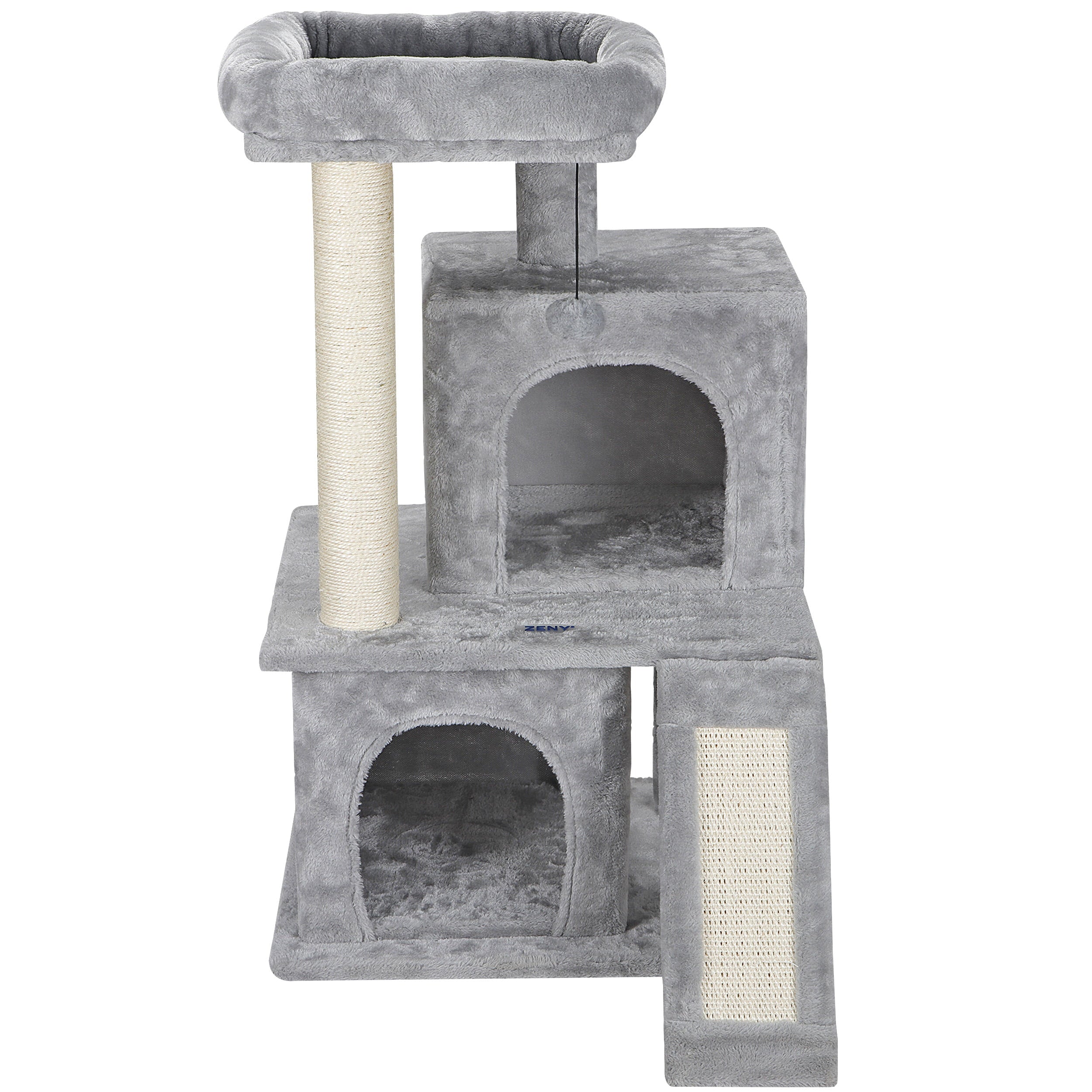 ZENY 34-in Cat Tree and Condo Scratching Post Tower Play House， Gray