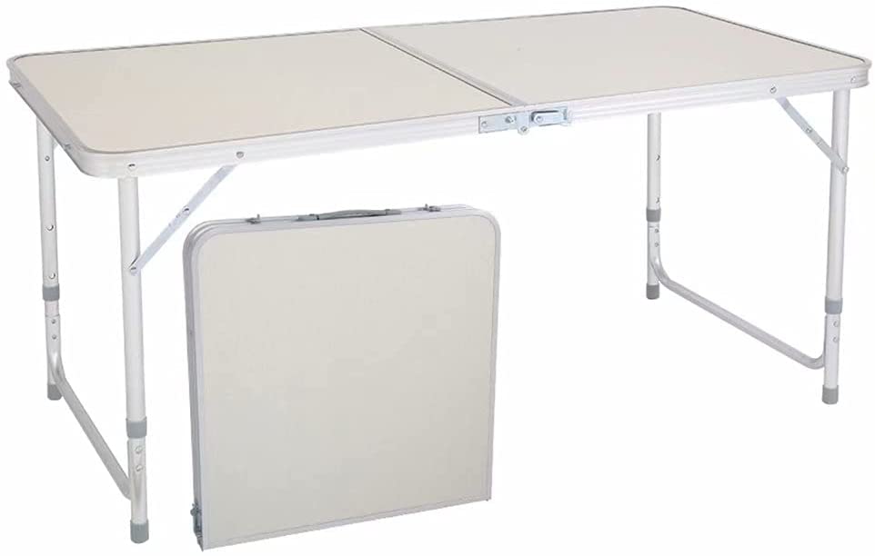 [2 DAY Delivery] 4ft Plastic Folding Table， Indoor Outdoor Heavy Duty Portable w/ Handle， Lock for Picnic， Camping