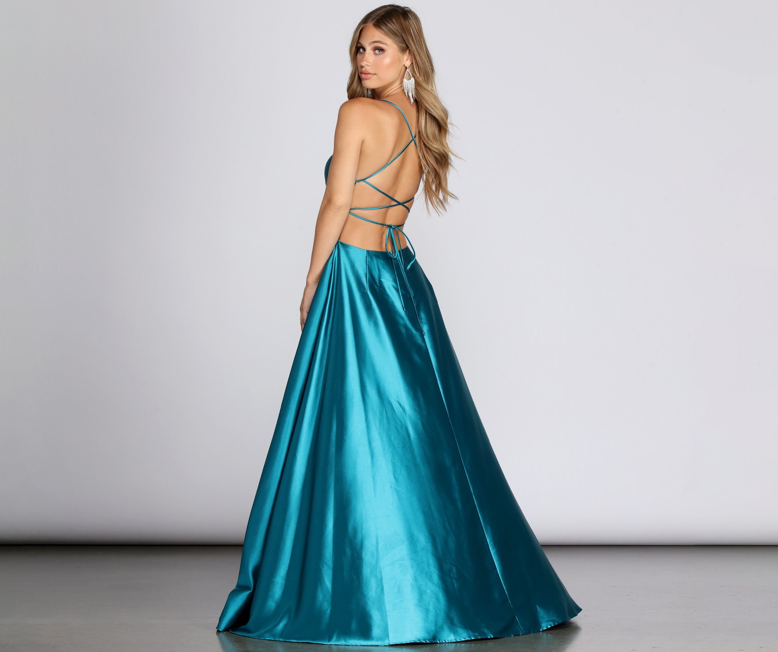 Anne Formal Lattice Satin Dress