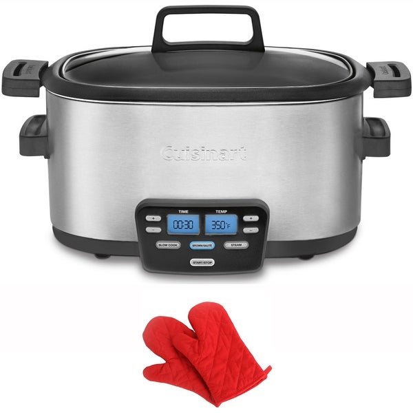 Cuisinart 6 Quart 3-In-1 Multicooker Slow Cooker Steamer and Oven Mitt - - 35719734