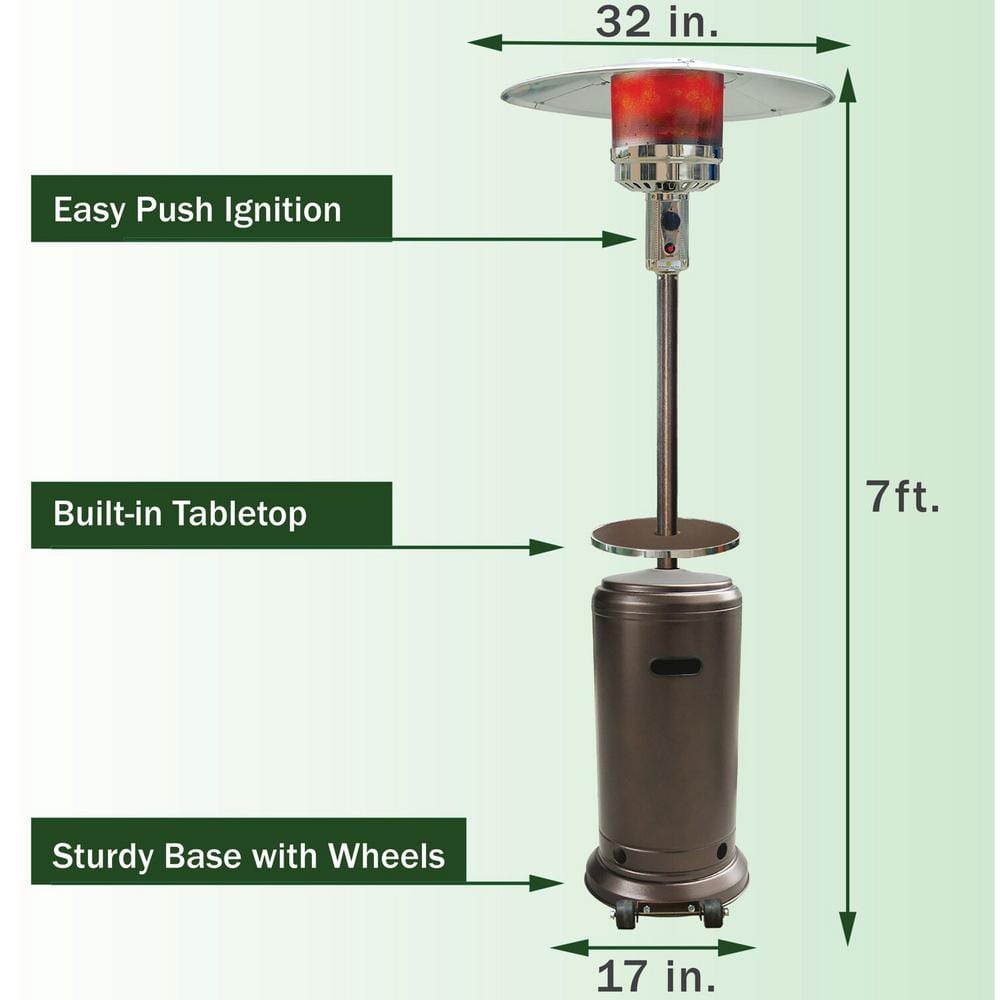 Hanover 48,000 BTU Hammered Bronze Steel Umbrella Patio Heater H001BR