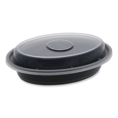 Pactiv Newspring VERSAtainer Microwavable Containers | Oval， 6 oz， 5.7 x 4 x 1.1， Black