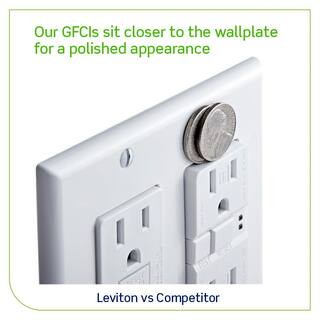 Leviton 15 Amp 125-Volt Duplex SmarTest Self-Test SmartlockPro Tamper Resistant GFCI Outlet， White (4-Pack) M42-GFTR1-04W