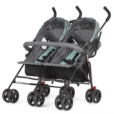 Dream On Me Volgo Twin Umbrella Stroller, Mint and Dark Grey