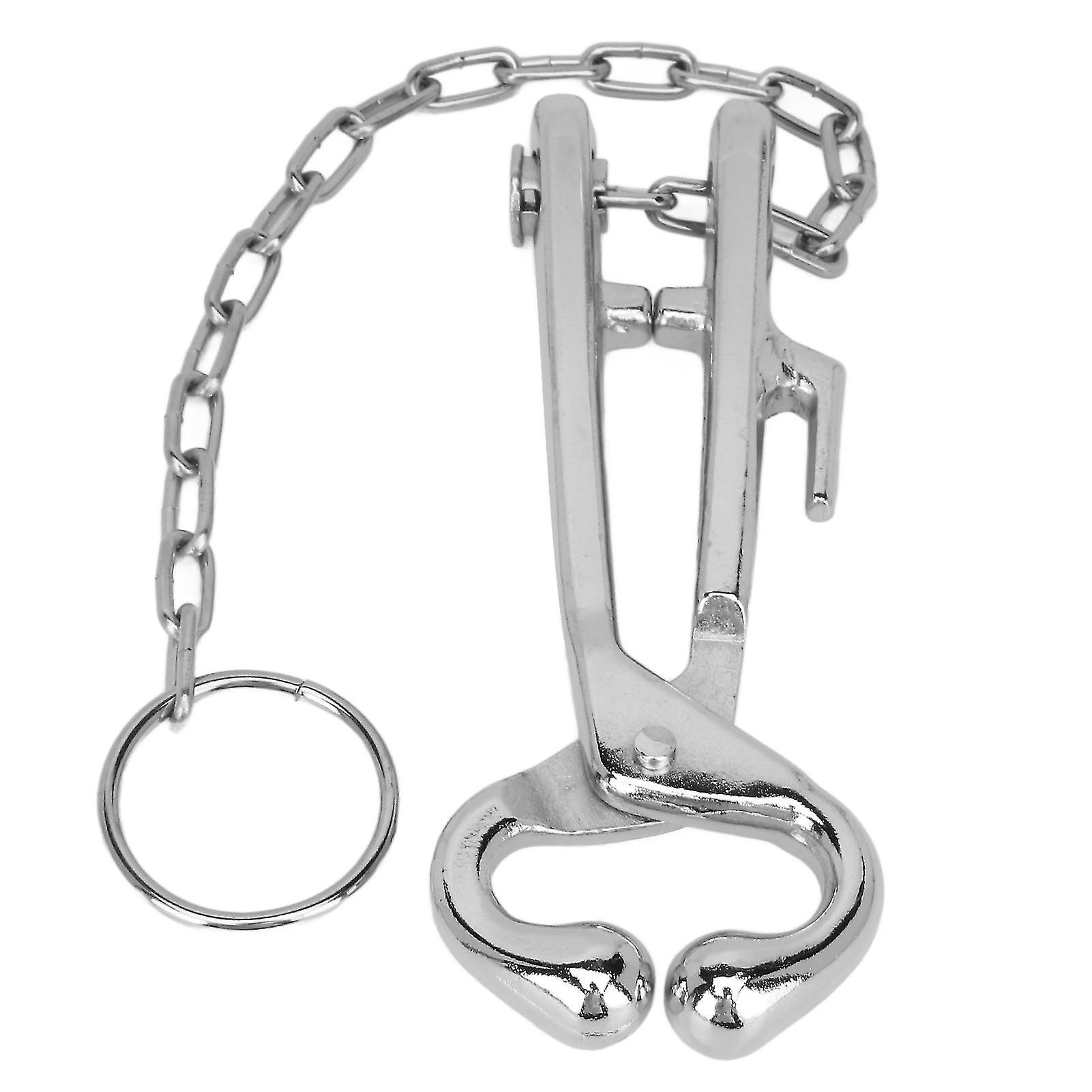 Cow Nose Pliers Stainless Steel Cattle Bull Nose Ring Pliers with Chain Pulling Tool for Farm Ranch Veterinary