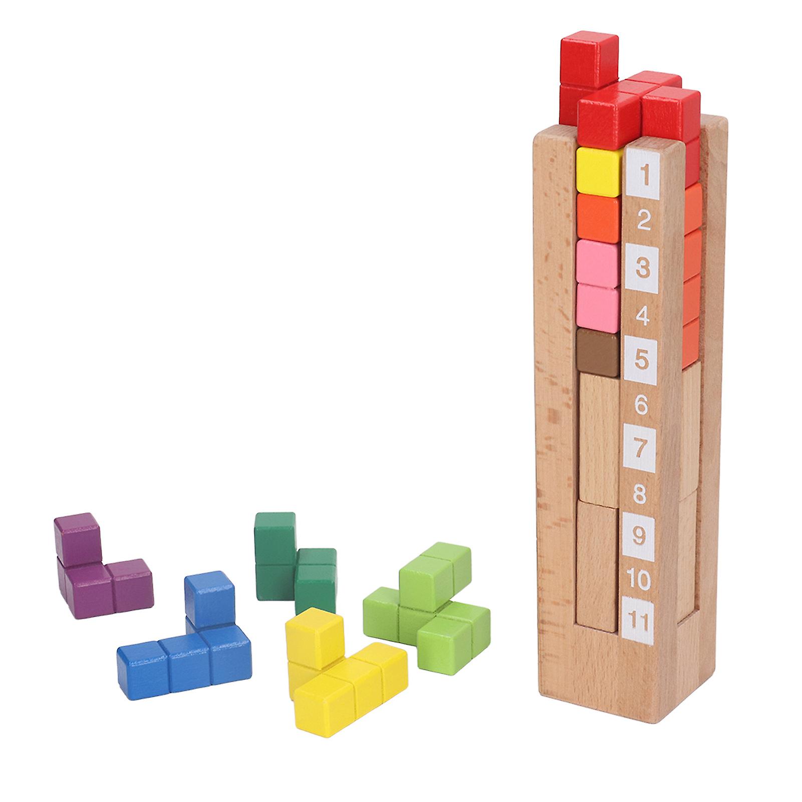 Colored Wooden Stacking Blocks Board Games for Kids Educational Preschool Learning Tower Blocks Toy