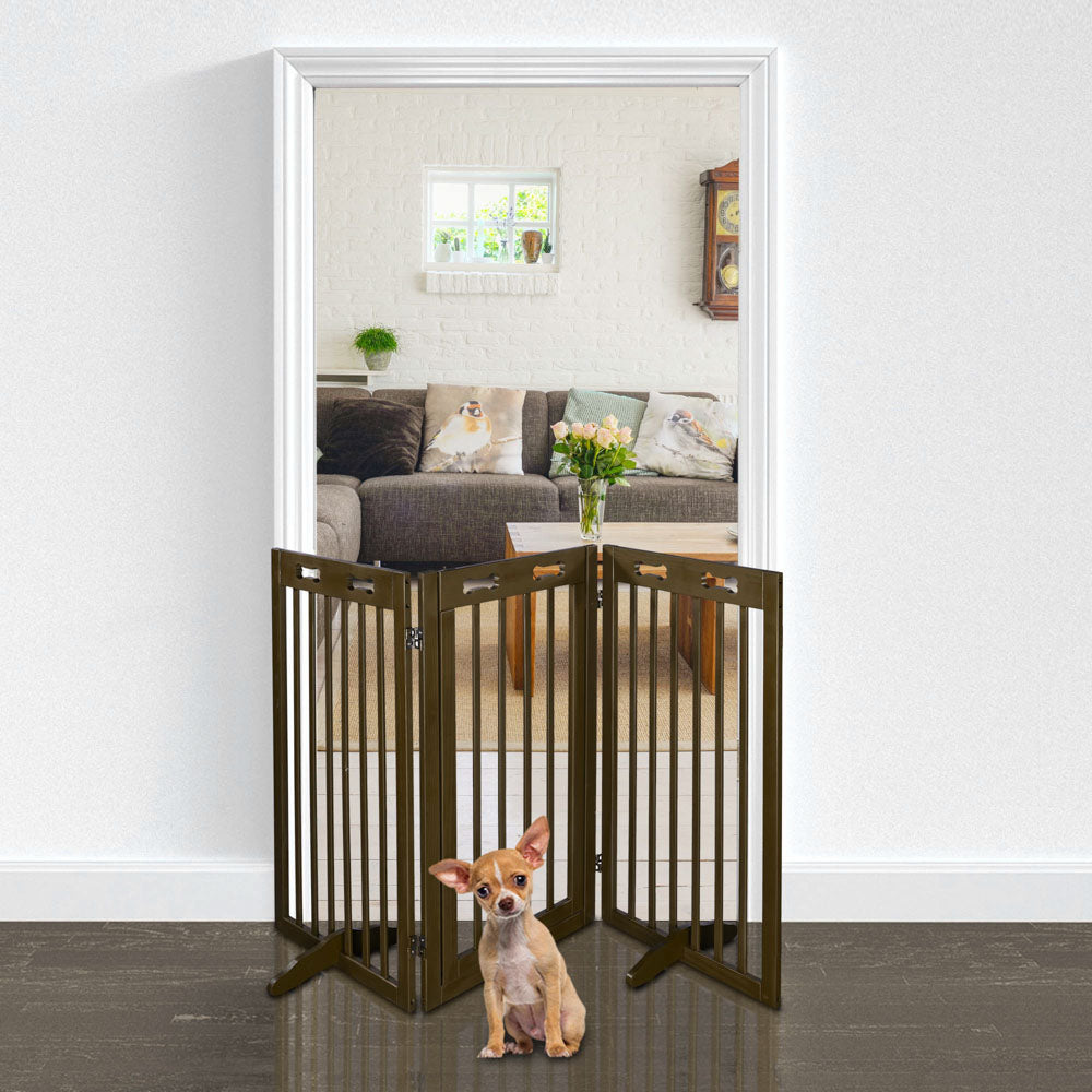Yescom 3-Panel Folding Wood Pet Gate Grate Baby Barrier 60x36in