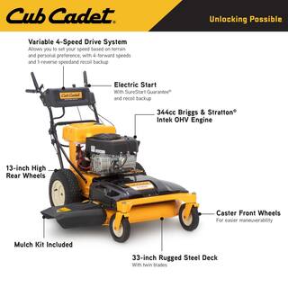 Cub Cadet 33 in. 10.5 HP Briggs and Stratton Electric Start Gas Engine Wide Area Walk Behind Self Propelled Lawn Mower CC800