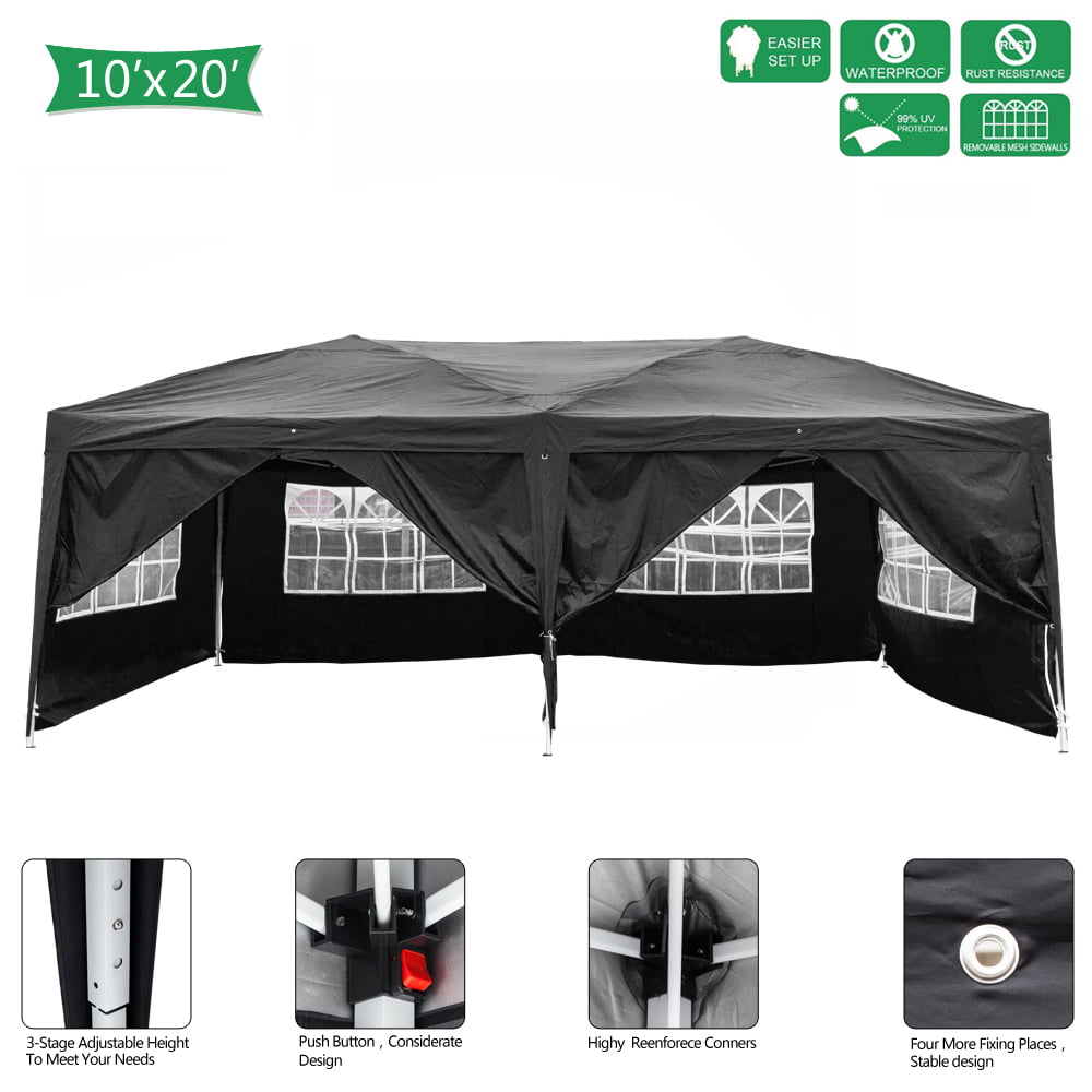 Zimtown Easy Pop up Tent Party Canopy with 6 Walls 10' x 20' Outdoor Black