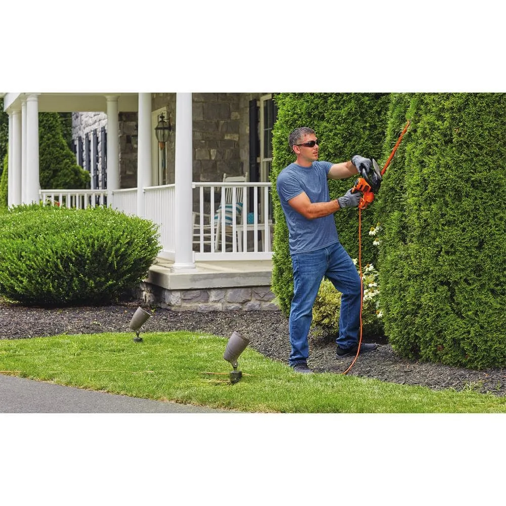 BLACK+DECKER 22 in. 4.0 Amp Corded Dual Action Electric Hedge Trimmer with Saw Blade Tip BEHTS400