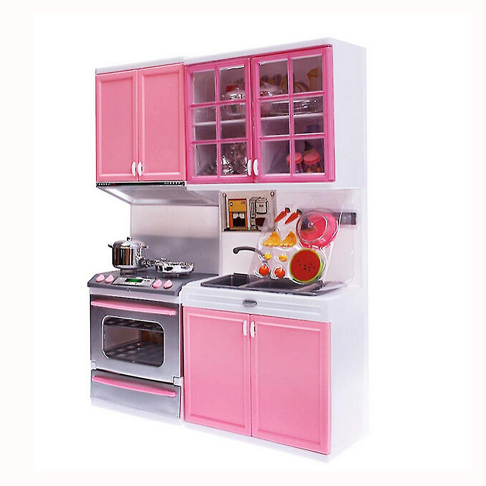 Xmas Mini Kids Kitchen Pretend Play Cooking Set Cabinet Stove Girls Toy