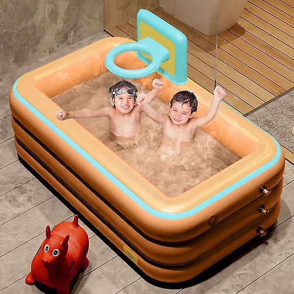 Toy Inflatable Pool With Basketball Rack，thickened Family Inflatable Pool For Outdoor， Garden， Backyard， Summerorange 21696