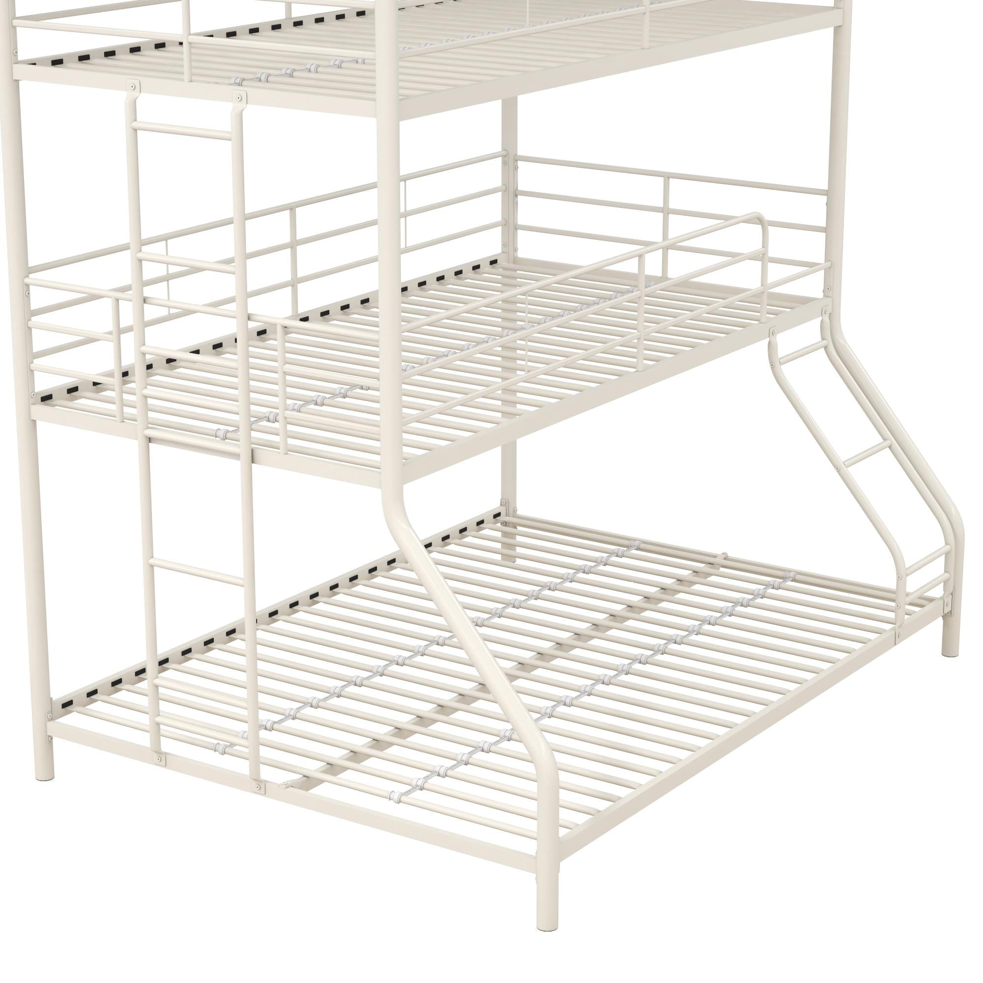 DHP Everleigh Triple Metal Bunk Bed, Twin/Twin/Full, Bed for Kids, Off White