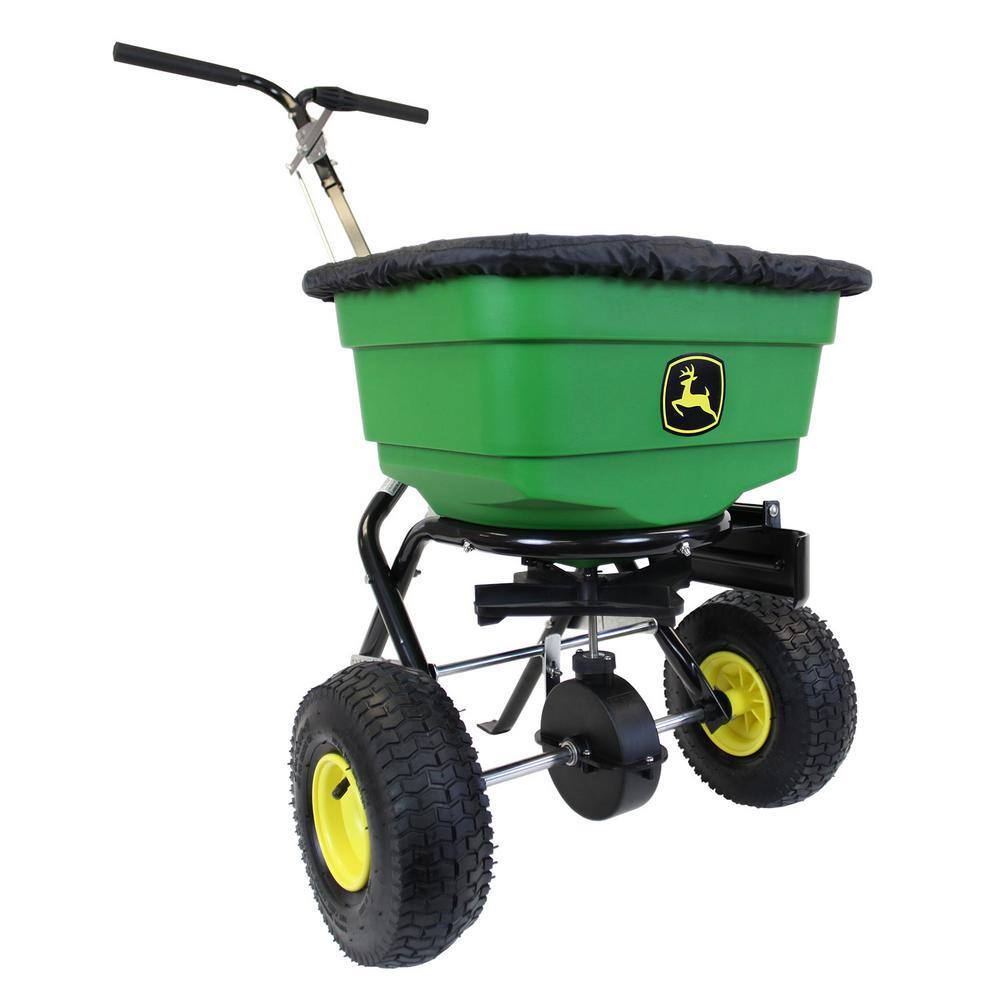 John Deere LP31340L 50 lbs. Push Broadcast Spreader with Pneumatic Tires and Hopper Cover