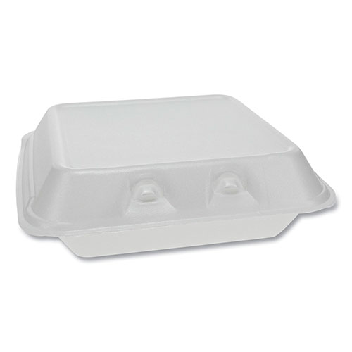 Pactiv SmartLock Foam Hinged Containers | Small， 7.5 x 8 x 2.63， 1-Compartment， White， 150