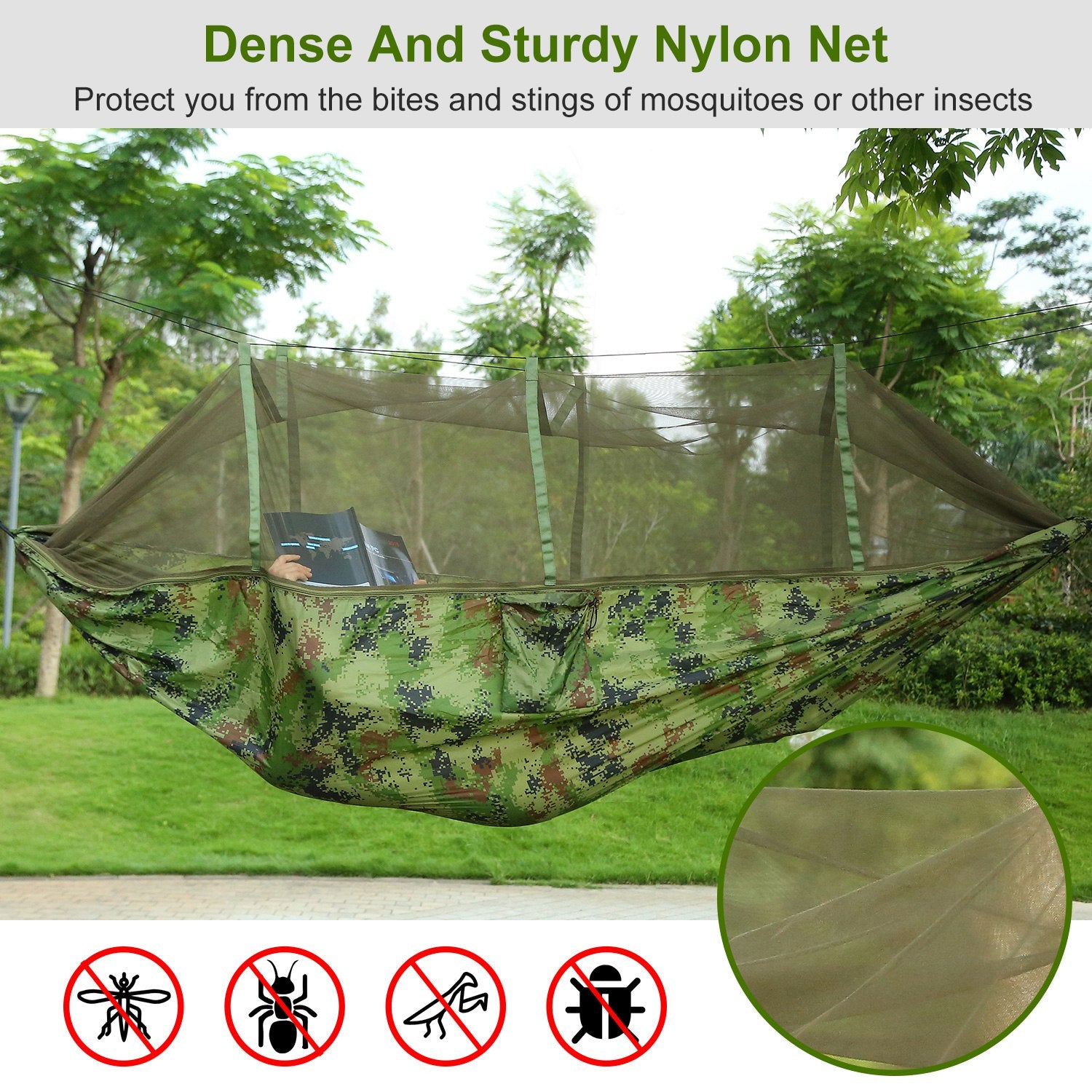 iMountek Camping Hammock with Mosquito Net Portable Automatic Quick Open Hammocks for Indoor Outdoor Hiking Camping Backpacking Travel Backyard Beach