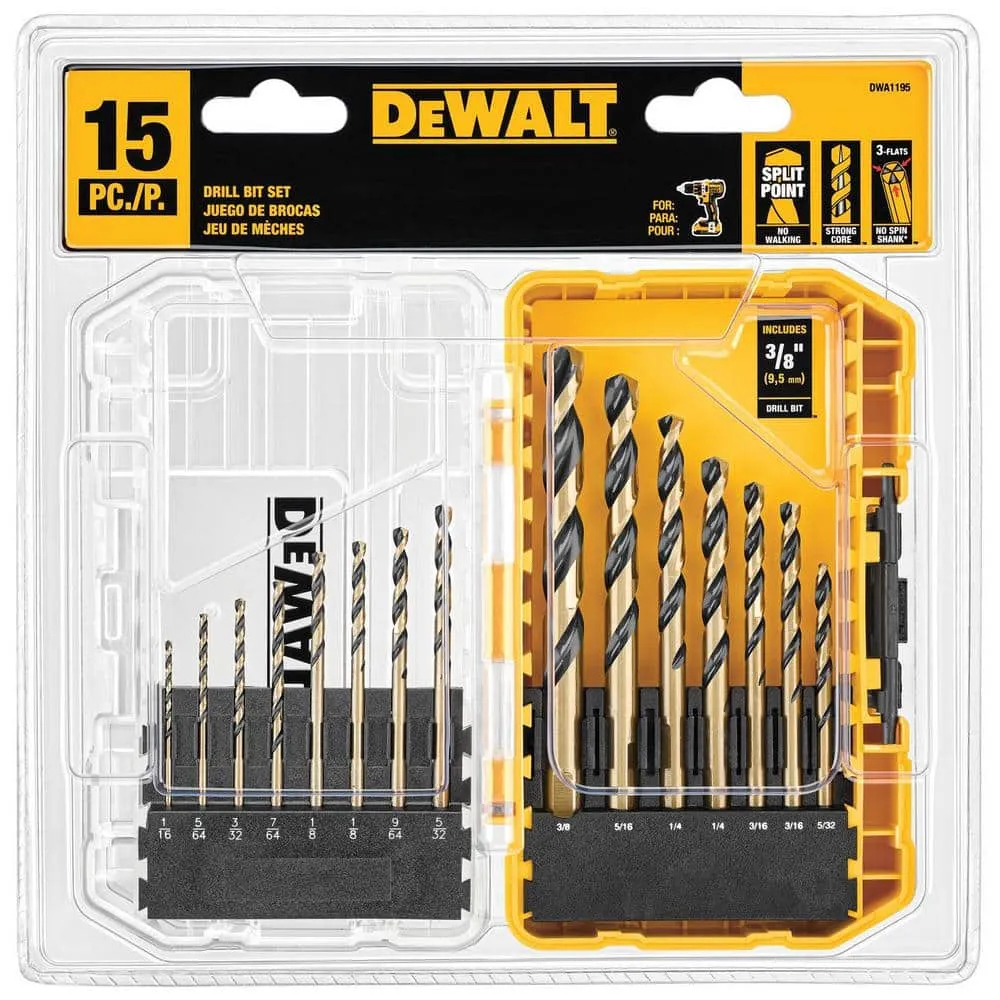 DEWALT Black and Gold Drill Bit Set (15-Piece) DWA1195