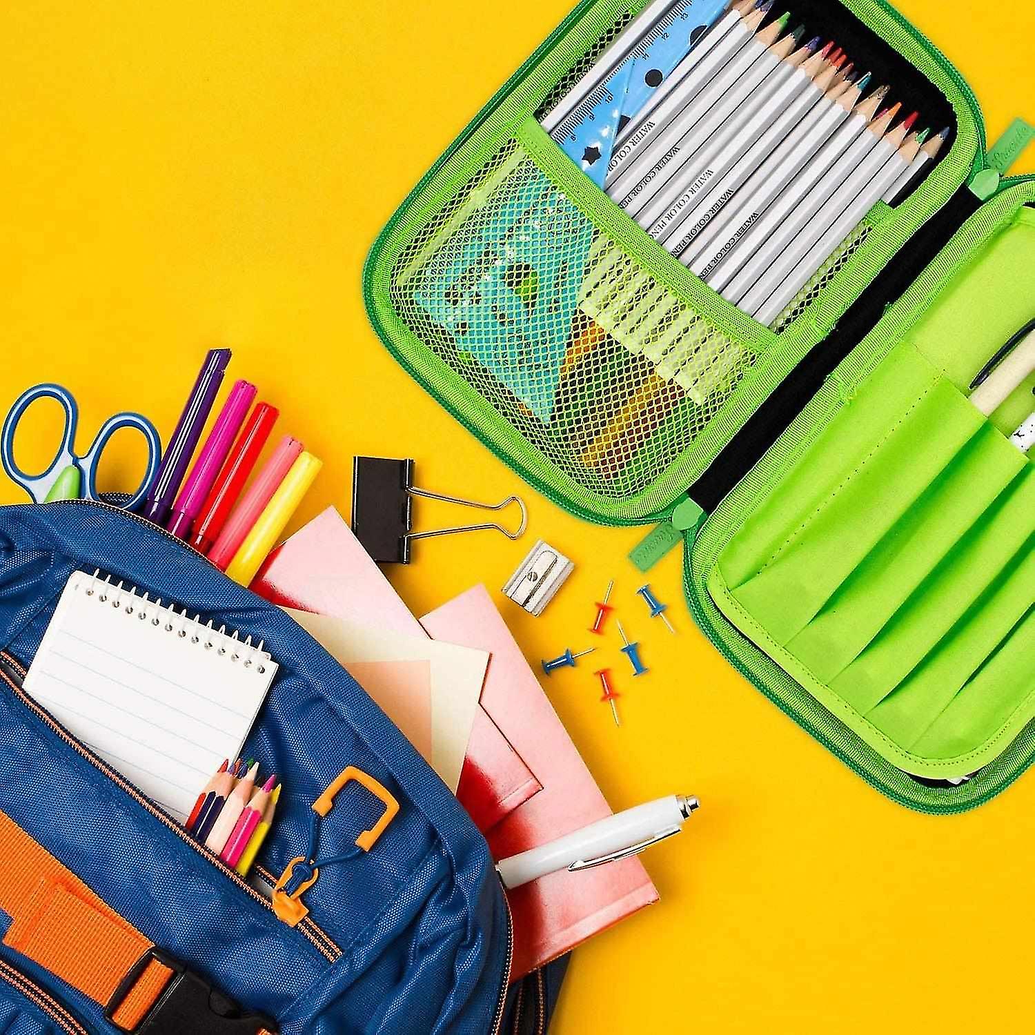 Green Pencil Case Boy Cute School Supplies Storage Bag Cool Pencil Case Storage Bag With Zipper