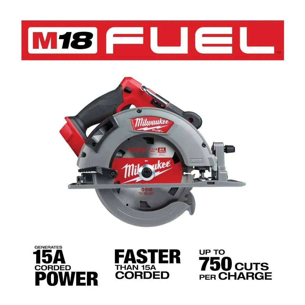 Milwaukee M18 FUEL 18-Volt Lithium-Ion Brushless Cordless 7-1/4 in. Circular Saw Kit with One 6.0Ah Battery, Charger, Case 2732-21HO