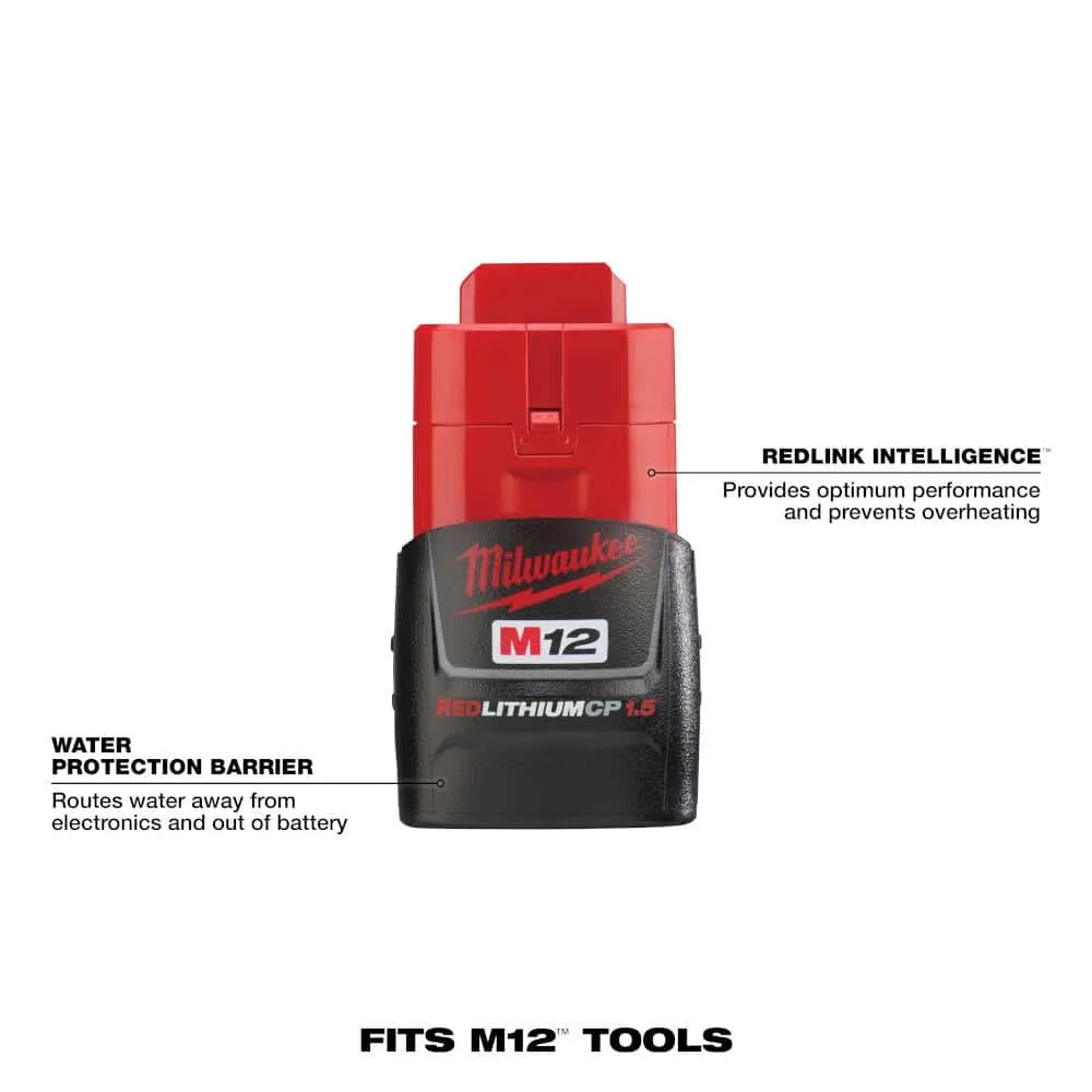 Milwaukee M12 12-Volt 1.5 Ah Lithium-Ion Compact Battery Pack (2-Pack) 48-11-2411