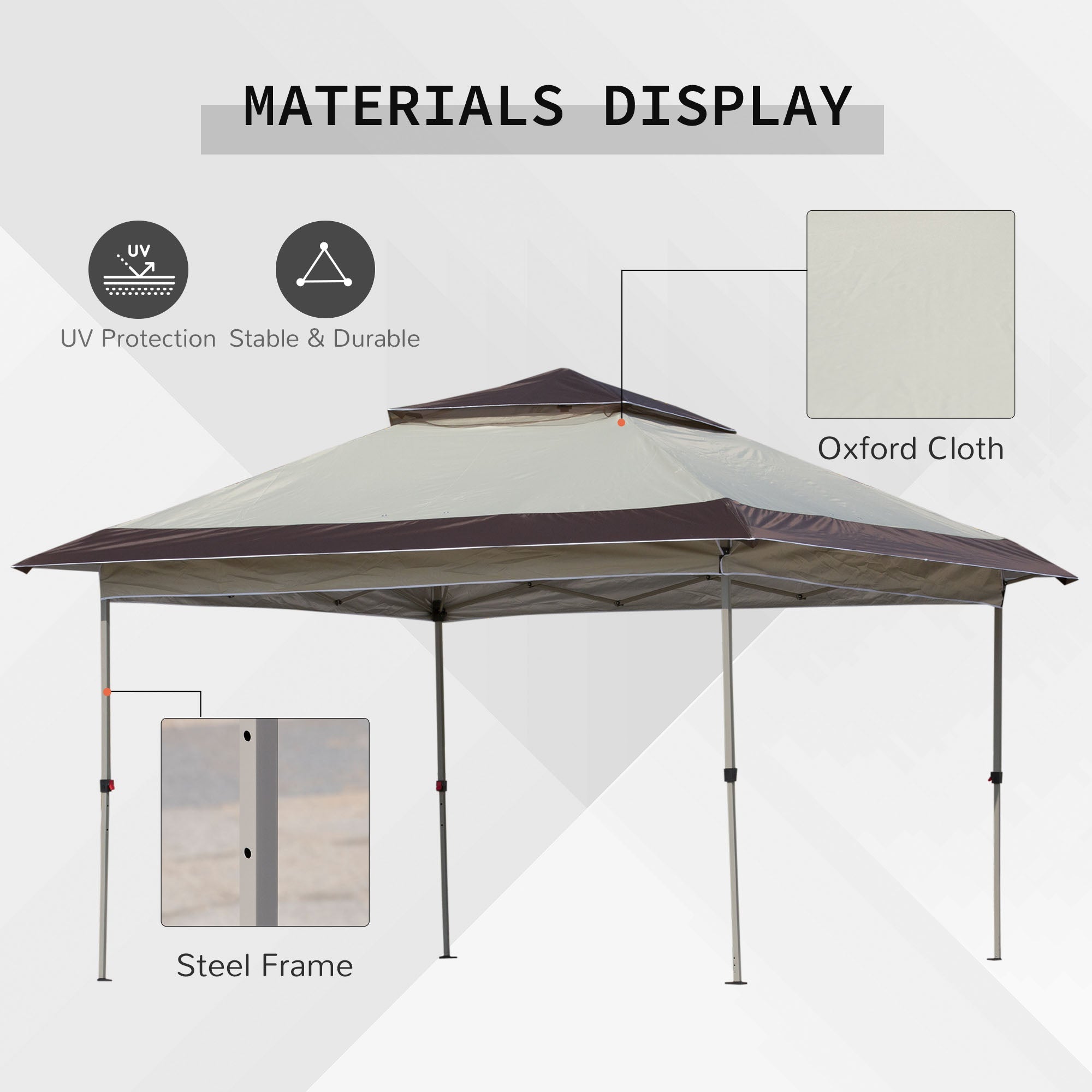 Outsunny 12' x 12' Pop Up Canopy Tent with Netting and Carry Bag, Instant Sun Shelter, Tents for Parties, Height Adjustable, for Outdoor, Garden, Patio, Beige