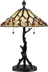 2 Light Craftsman  Table Lamp with Tree Branch Base and Organic Stained Glass Shade with Agate Stones Bailey Street Home 71-Bel-618810
