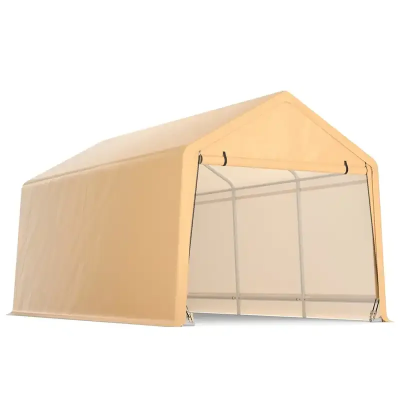 10.5' x 17' Heavy Duty Portable Carport Car Canopy Garage Tent with Roll-up Front Door