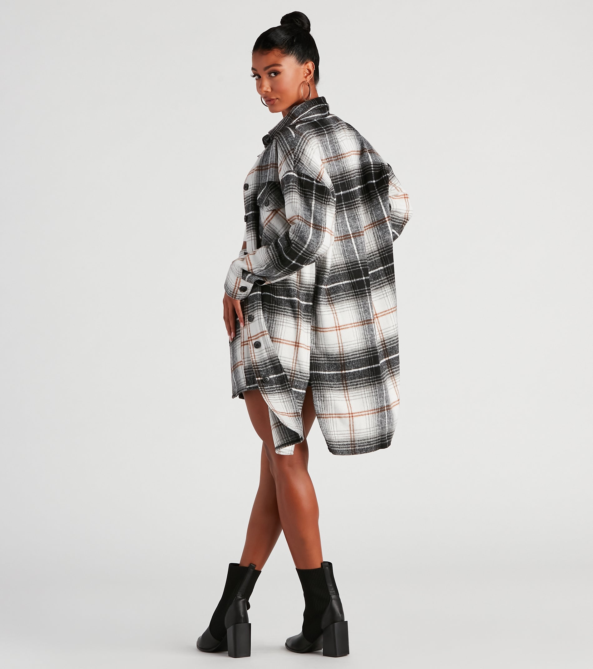 Best Match Plaid Longline Shacket