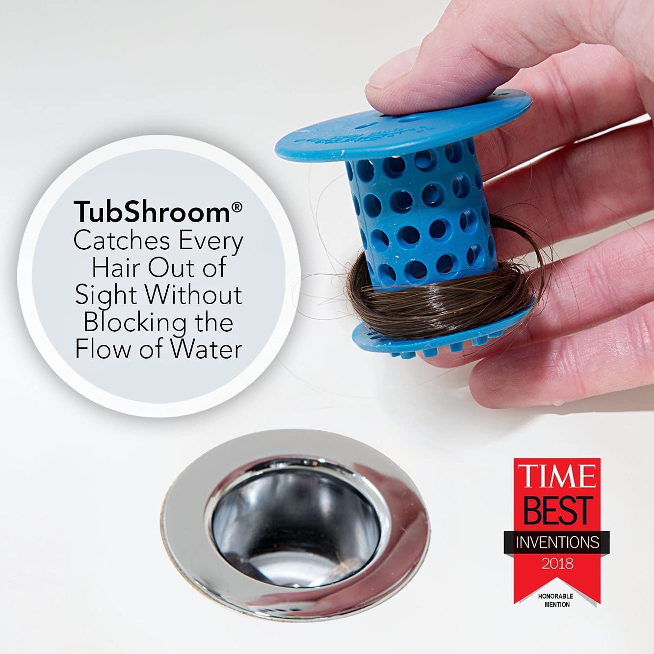 TubShroom Revolutionary Tub Drain Protector Hair Catcher