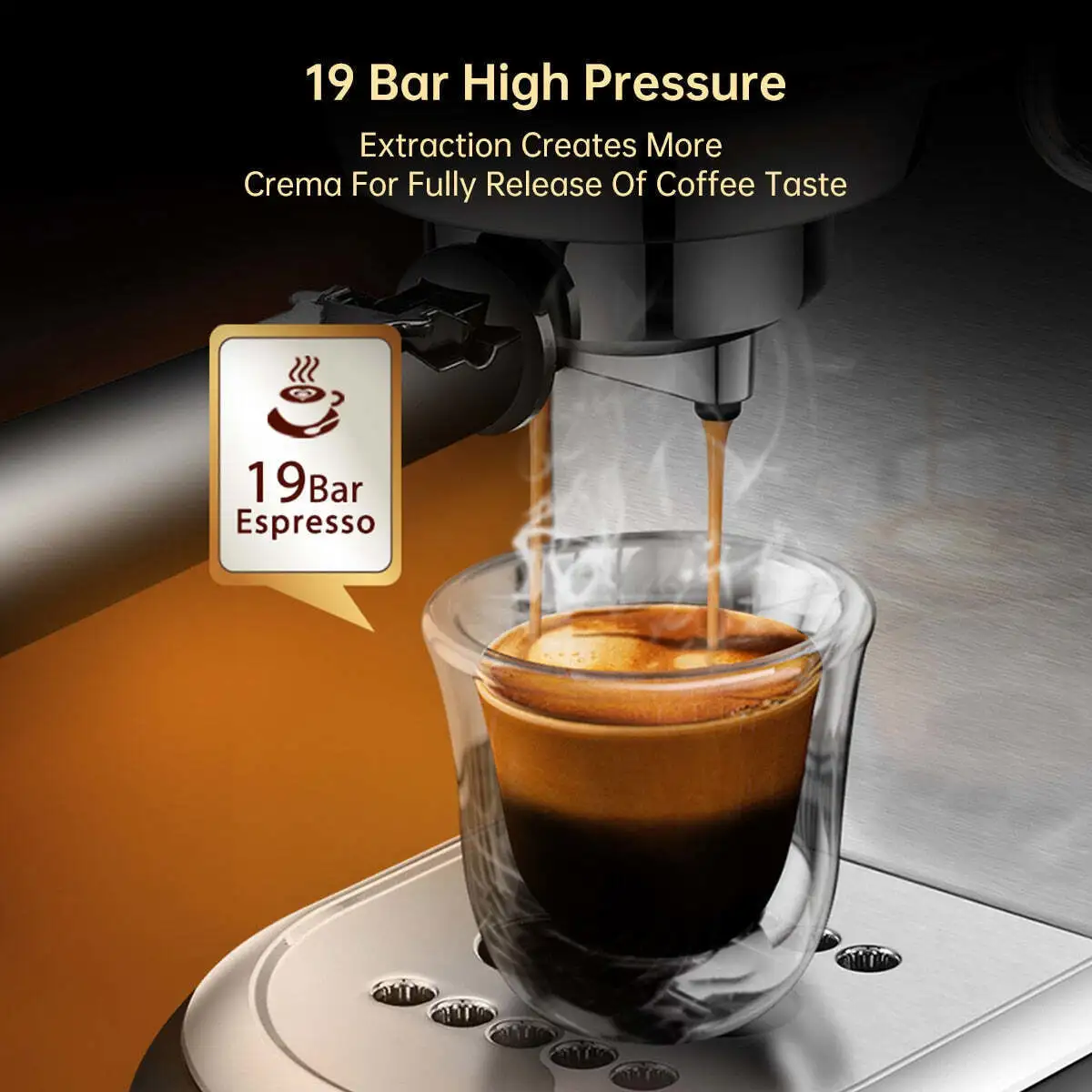 Semi Automatic Super Slim Coffee Maker- 19 Bar