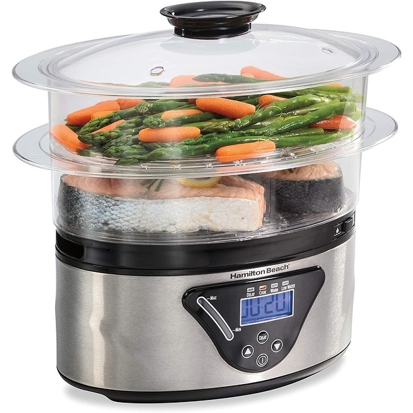 Hamilton Beach Food Steamer and Rice Cooker - 5.5 Quart - Black/Stainless Steel - - 37571283