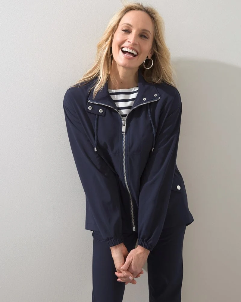 High-Low UPF Hooded Jacket Classic Navy