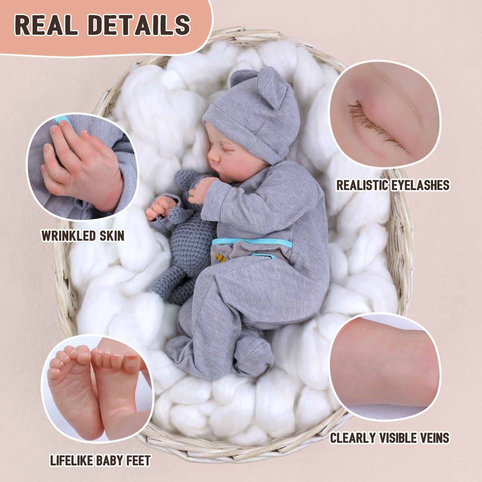 JIZHI Reborn Baby Dolls Realistic Baby Doll with Soft Body Gift for Children 3+
