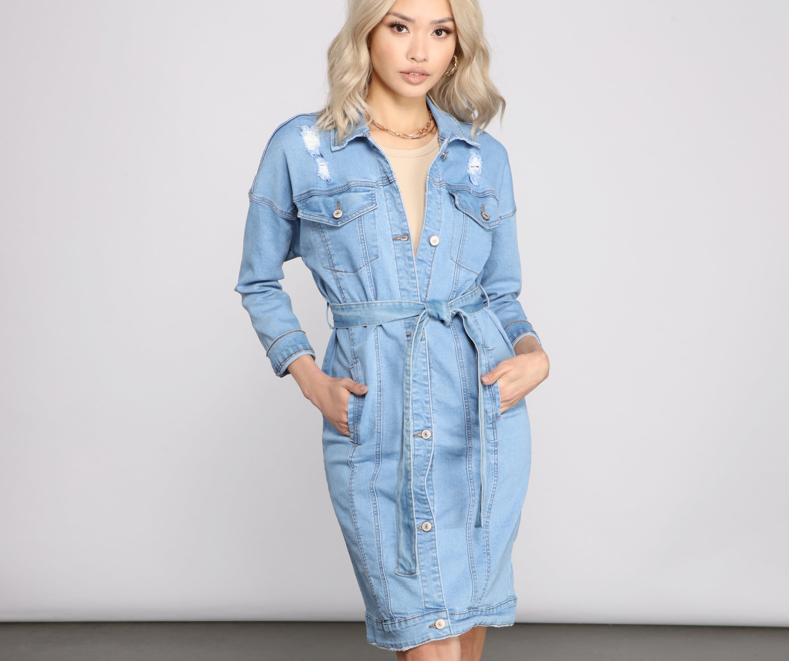 All The Deets Longline Denim Jacket