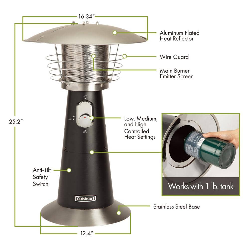 Cuisinart 11,000 BTU Portable Tabletop Propane Patio Heater COH-500