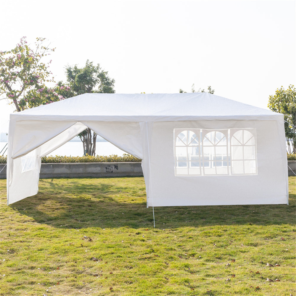 Canopy Party Tent for Outside, 10' x 20' Patio Gazebo Waterproof Tent with 6 Side Walls(Two Doors), ZPL White Outdoor Wedding Tent