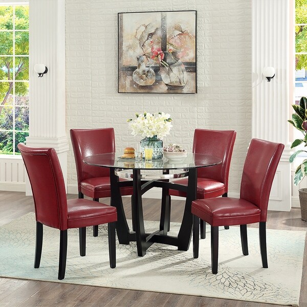 Relaxed Design Set of 2 Breathing Leather Upholstered Dining Chairs Sides Chairs with Solid Real Wood Frame for Dining Room