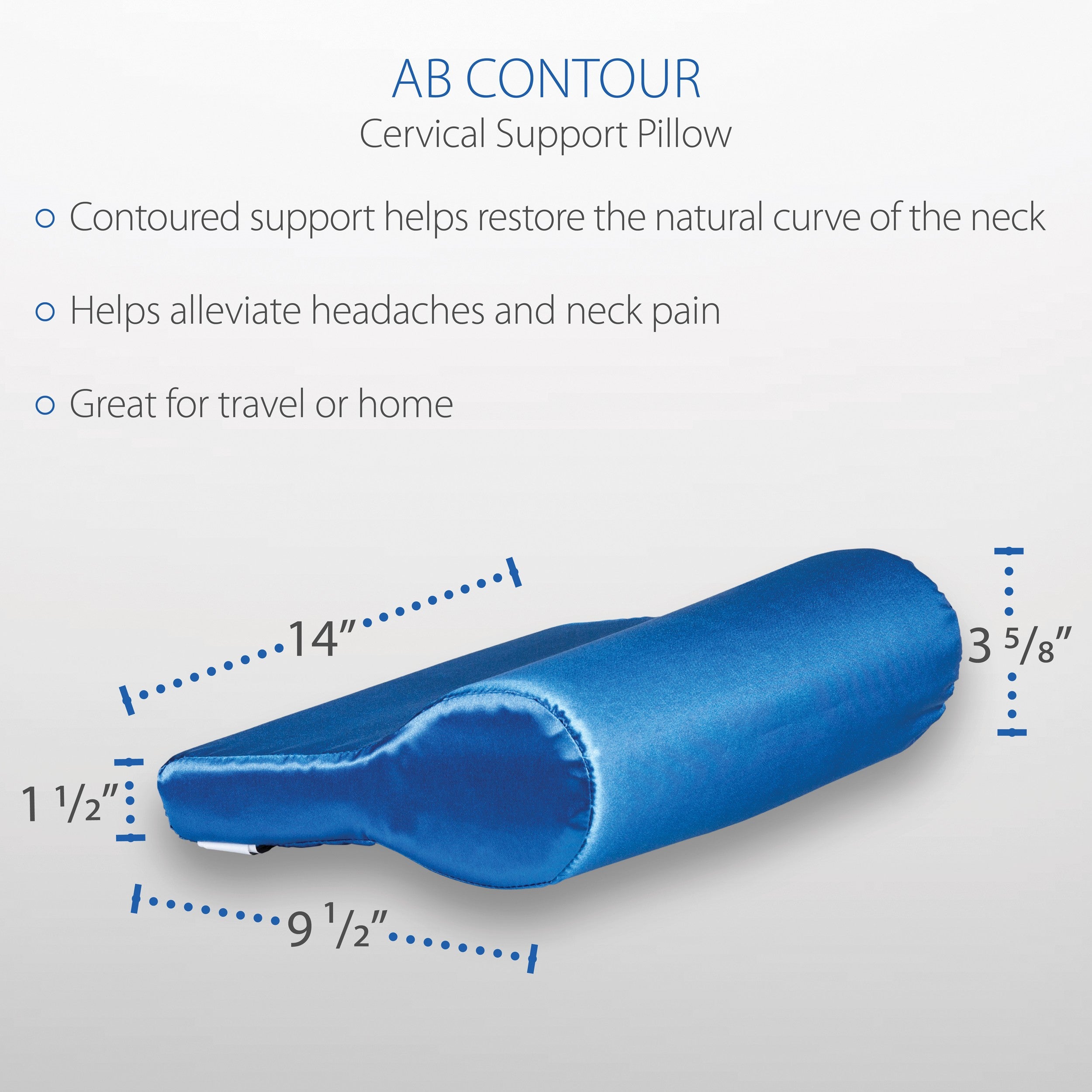 AB Contour Cervical Support Pillow, Satin, Blue