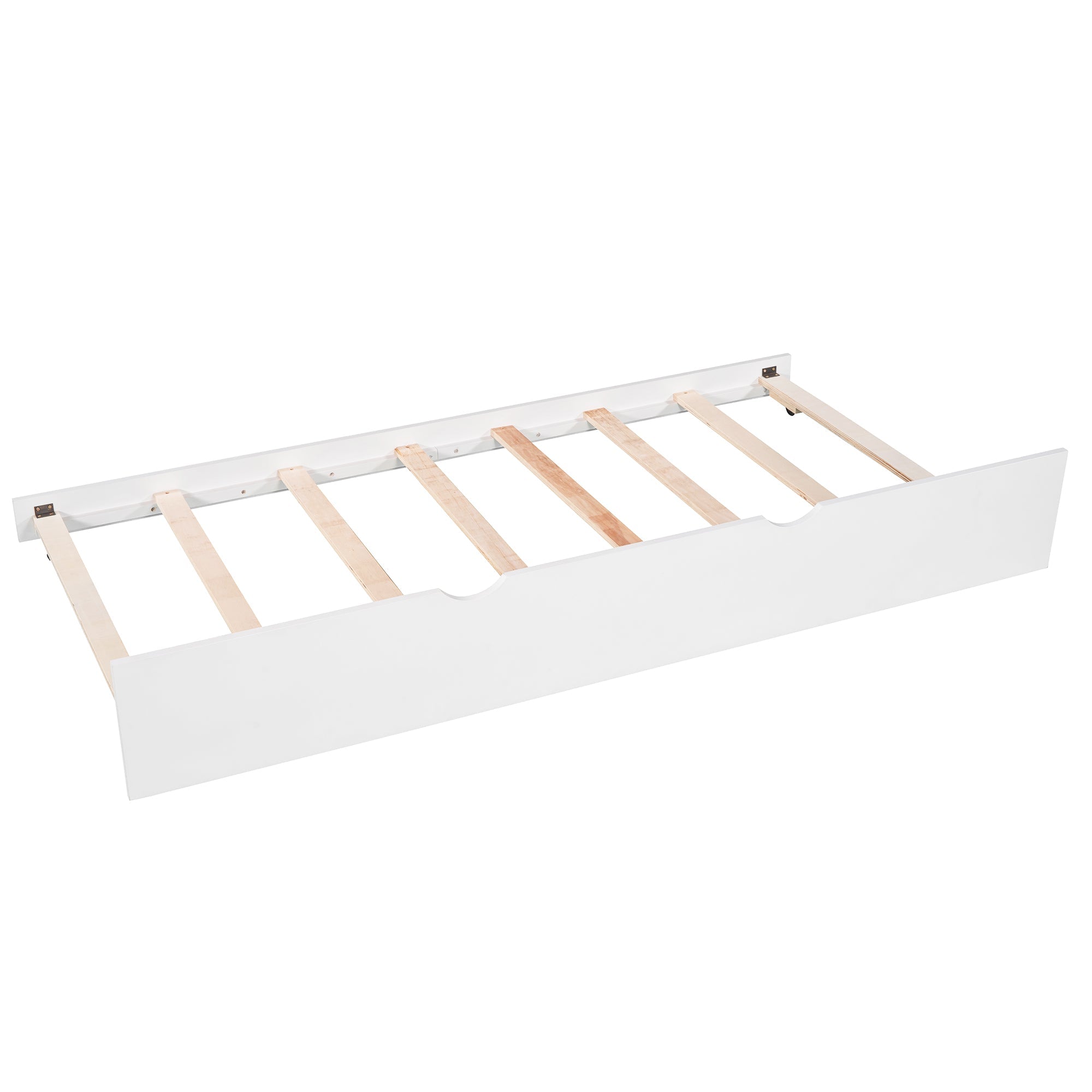 EUROCO Pine Wood L-Shaped Twin Platform Bed for Kids, White