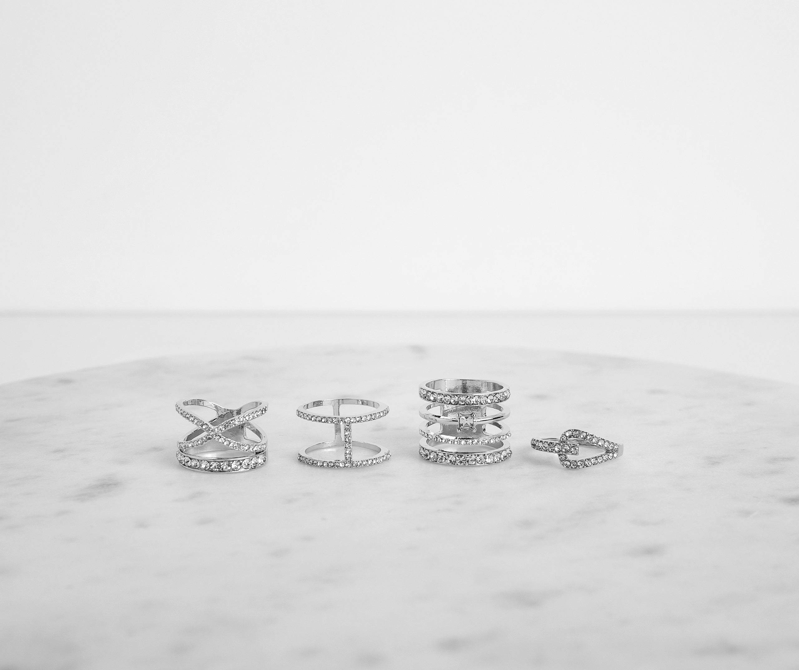 Stacks On Stacks Rhinestone Ring Set