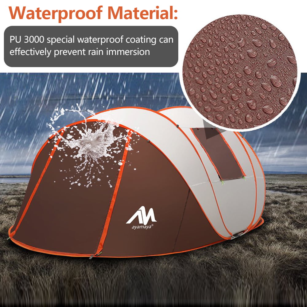 IClover 4-6 Person Large Double Layer Family Camping Instant Pop Up Tent Dome Waterproof 4/5/6 Persons Auto Waterproof Camping Dome Tent with Carry Bag for Hiking Picnic Backpacking 2021 New Brown