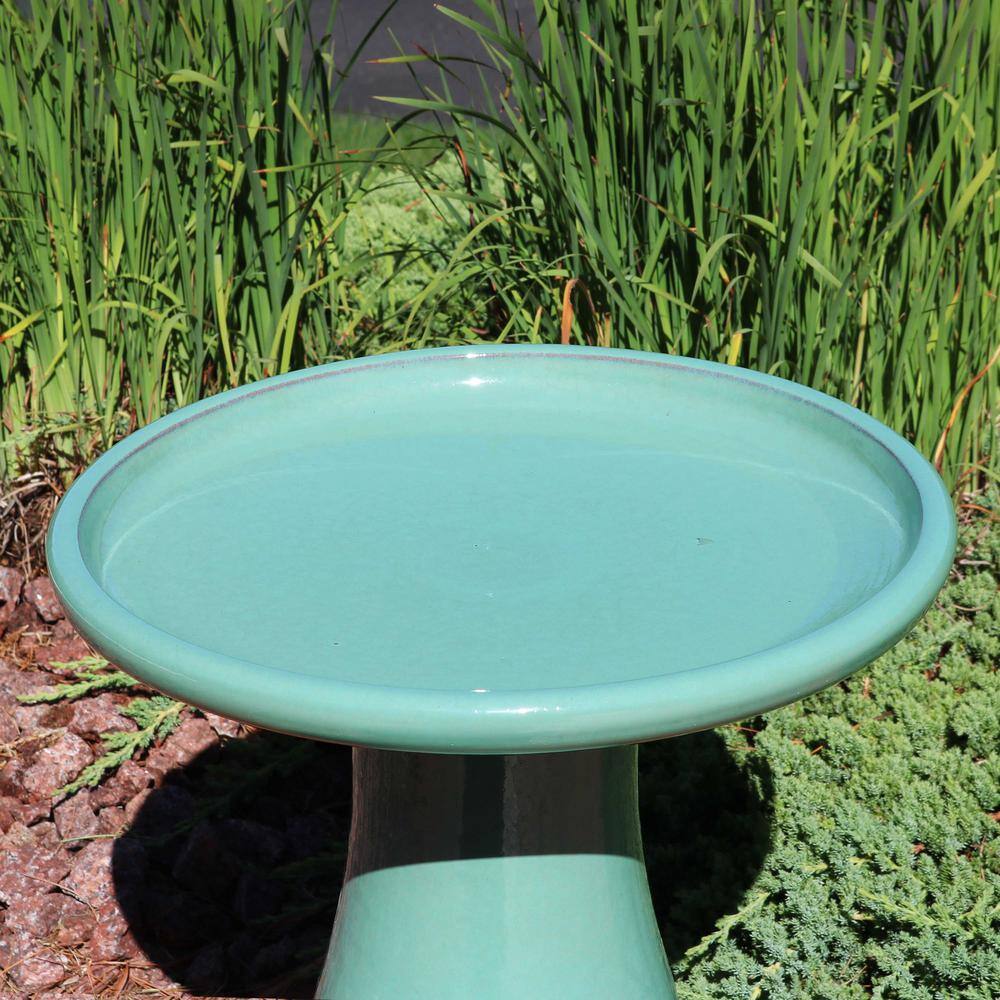 Sunnydaze Decor Classic Seafoam Ceramic Outdoor Bird Bath， UV/Frost Resistant AP-350