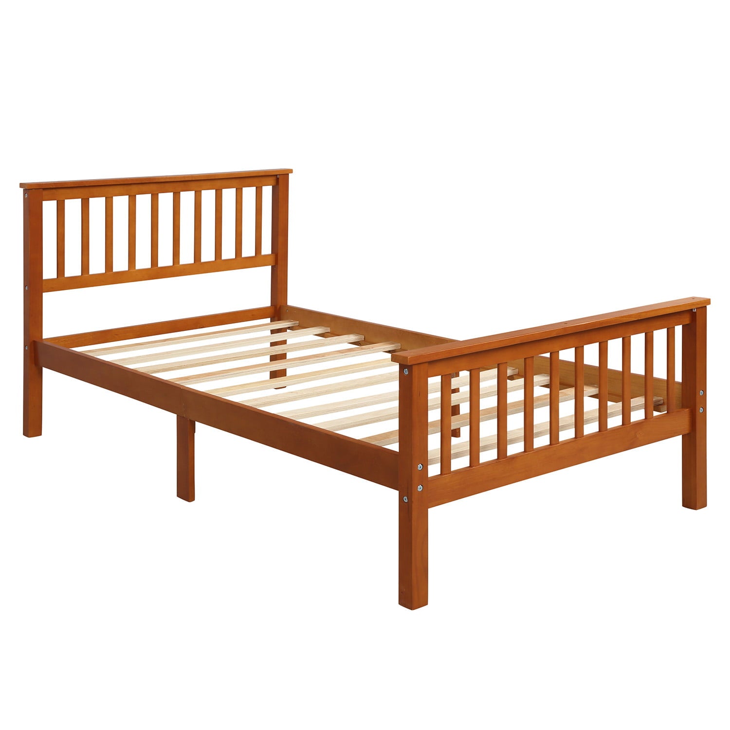 uhomepro Twin Bed Frame No Box Spring Needed, Wood Platform Bed Frame with Headboard and Footboard, Strong Wooden Slats, Twin Bed Frames for Kids, Adults, Modern Bedroom Furniture, Oak Color