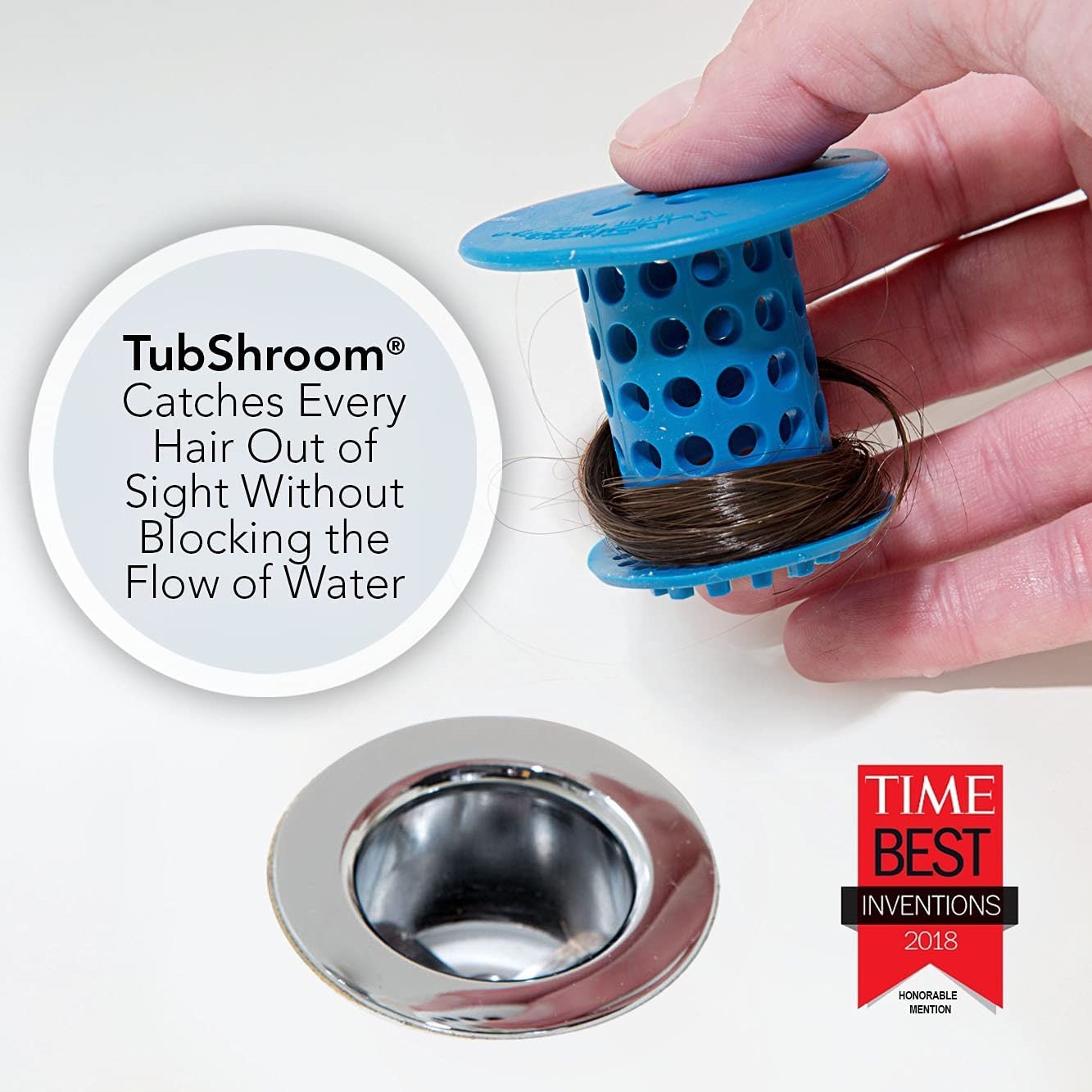TubShroom Revolutionary Tub Drain Protector Hair Catcher/Strainer/Snare， Blue