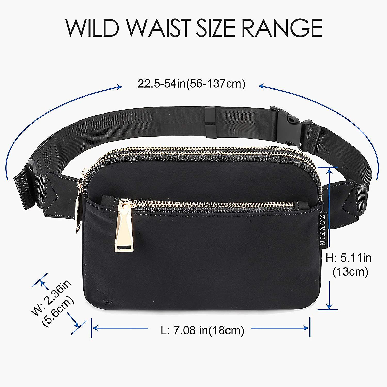 Fanny Packs For Women Men， Black Crossbody Fanny Pack， Belt Bag With Adjustable Strap， Fashion Waist Pack For Outdoors/workout/traveling/casual/runnin