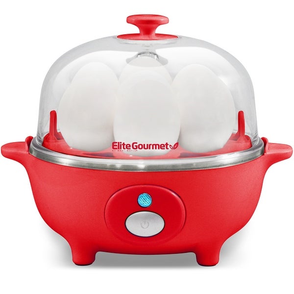 Elite Cuisine Automatic Easy Egg Cooker， 7 Eggs， Red - - 35549801