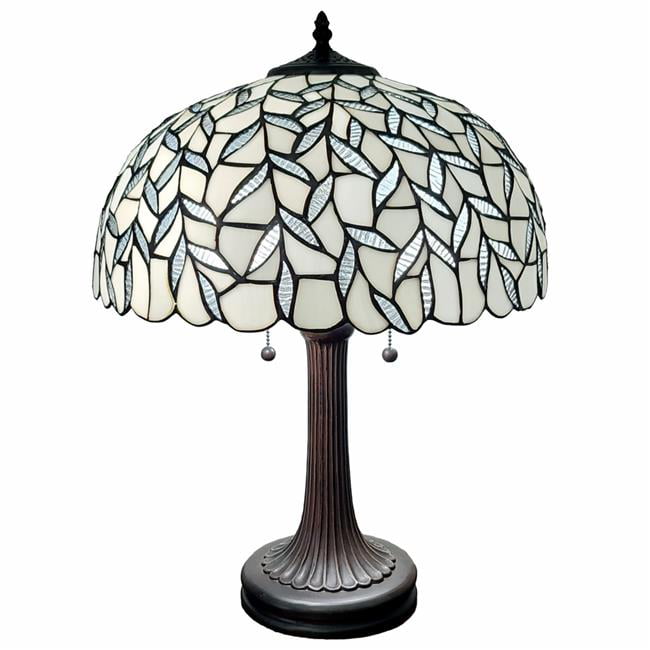 HomeRoots 478169 24 in. Stained Glass Leafy Vintage Accent Table Lamp&#44; Multi Color